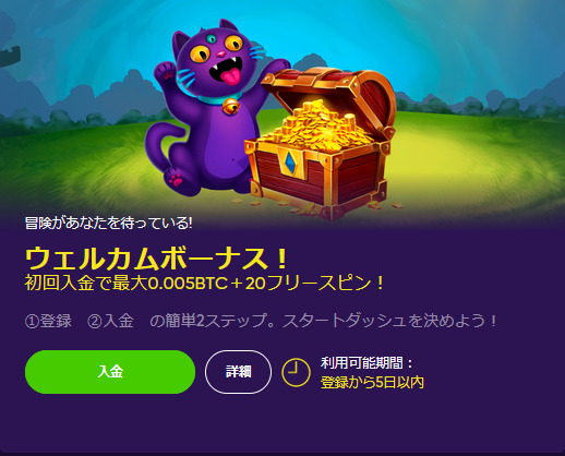 ①ウェルカムボーナス