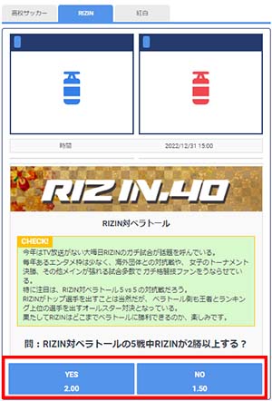 RIZIN40スペシャルベット