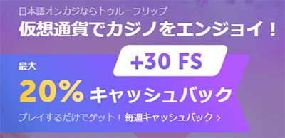 trueflipの最大20%キャッシュバック